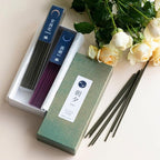 Asayu Japan Low Smoke Incense Gift Set with Incense Holder and Brass Stand, Floral Set (Jasmine & Rose) Incense Sticks with Mini Nature Aquamarine Incense Holder