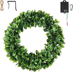 Solar Spring Wreath 16inchWreath for Front Door Pre-lit 30LED Wreaths Spring Summer Decor for Outside Artificial Greenery Wreath with Colorful Lights for Wall Festival Farmhouse Decor