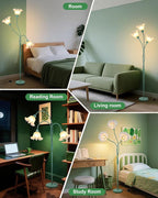 Lightdot Vintage Flower Floor Lamp for Living Room Modern Standing Lamp with DIY Flexible Branch Pole Spring Green Cute Floral Floor Lamps for Girls' Bedroom/Sofa Beside/Corner Decor(Bulbs Included)