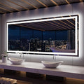 ISKM 84'' x 40'' LED Mirror for Bathroom Lighted Vanity Mirror for Wall Front Lights + Backlit LED Bathroom Mirror Anti-Fog Tempered Glass ETL Listed