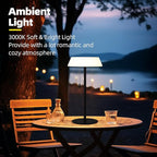 Solar LED Outdoor Table Lamp Waterproof, 3 Level Dimmable Desk Night Light, Portable Cordless USB Rechargeable, for Home/Deck/Patio/Garden (Black)