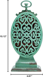 NIKKY HOME Vintage Table Clock - Battery Operated Rustic Distressed Style - Shabby Chic Home Decor for Fireplace Mantel, Shelf, Desktop, Countertop - Green