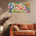 Novatique Banksy Canvas Wall Art Street Graffiti Wall Art Abdtract Painting Street Art Pictures Prints Colorful Posters Graffiti Art Home Decor for Bedroom Living Room,12" x 16" x 3Pcs