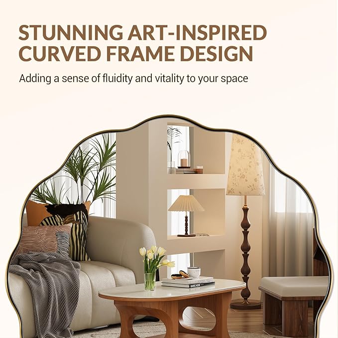 ANDY STAR Brushed Gold Round Wall Mirror 36 Inch, Brass Round Bathroom Mirrors for Over Sink, Anti-Rust Brass Circle Frame for Bathroom, Entryway