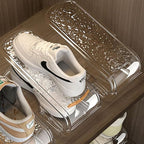 Clear Closet Shoe Slots Organizer 3-Level Adjustable Shoe Stackers For A Pair Of Shoes Double Layer Storage Space Saving Shoe Holder (Clear White, 4 Pack)