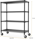 Industrial Metal 4 Tier Shelving for Garage, Pantry, Warehouse, Basement Utility Room, Storage Rack Metal Shelving Unit, Shelf Organizer, Black 23.6" D x 53.2" W x 73.6" H