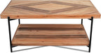 CONSDAN StoneCreek Coffee Table, Solid Fir Wood & Metal Frame, 2-Tier Industrial Farmhouse Table for Living Room/Office, 44" Rectangular Table