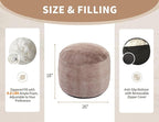 Round Pouf Ottoman 26 * 18" Small Ottoman Foot Rest Pouf Brown Foot Stools for Living Room Comfortable and Dirt Resistant Poofs/Ottomans Furniture Round Ottomans Floor Poufs for Home Decor