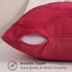 decorUhome Spring Throw Pillow Covers 18x18 Inch Set of 2, Soft Plush Faux Fur Wool Red Couch Pillow Covers, Decorative Neutral Pillow Cases for Bed Sofa Living Room Home Decor