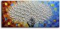 YaSheng Art- 3D Thick Texture White Floral Canvas Wall Art Oil Painting on Canvas Handmade Abstract Floral vase Artwork Home Modern bedroom Dining Room Office Decor Wall Art Ready to Hang 24x48