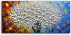 YaSheng Art- 3D Thick Texture White Floral Canvas Wall Art Oil Painting on Canvas Handmade Abstract Floral vase Artwork Home Modern bedroom Dining Room Office Decor Wall Art Ready to Hang 24x48