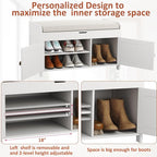 HOMEFORT 30" Shoe Bench with Lift Top Storage, Entryway Bench with Cushioned Seat, Wooden End of Bed Bench, Shoe Cabinet Bench with Hidden Storage Space, for Bedroom, Hallway,White