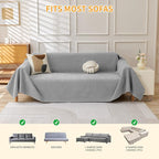 Deep Dream Cat-Scratch Resistant Couch Cover, Waterproof Sofa Cover for 3 Cushion Couch Washable, Pet Friendly Couch Protectors Anti Slip Thickened Sofa Slipcovers for Dogs Pets,91" x 134",Light Grey