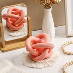 3 Link Wood Knot Decor Rustic Home Décor Accents Hand Carved Coffee Table Decoration, Boho Chain Link Decoration, Modern Shelf, Rustic Objects for Home Living Room Bedroom(Pea-Pink)