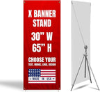 Custom X-Stand Banner with Adjustable Tripod (30”x65”) by BCB Print | Personalized Cross Stand Banner for Advertising & Trade Shows | HD Print Vertical Stand | Express Dispatch+Ship/Made in USA