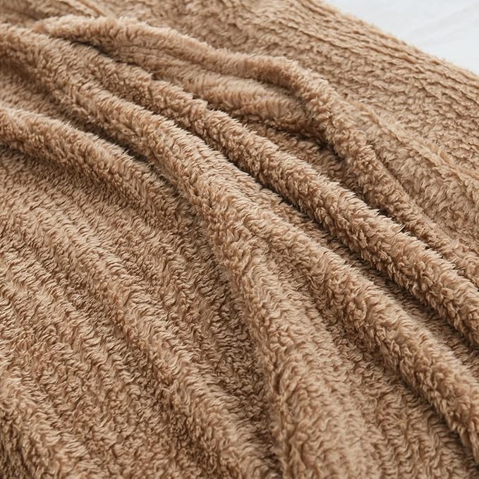 Ultra Soft Cozy Sherpa Throw Blanket, Brown Pattern Reversible, Light Weight Warm Decorative Boho Style Throw Blanket Cover for Sofa, Couch, Bedroom,Travel, 60”x80”