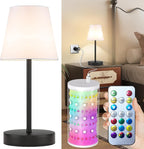 1 Pack Cordless Table Lamp Rechargeable, 10000 mAh Portable LED Battery Operated Lamp with Remote Control, 10 Colors Dimmable Touch Desk Light with Timer for Bedside Night Light Outdoor Patio Camping