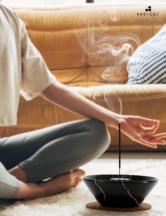 Radicaln Marble Incense Holder for Stick 5.5" Inches Black Handmade Incense Stick Holder for Living Room Décor, Ideal Incense Holder Marble Ashtray & Palo Santo Holder for Home Décor