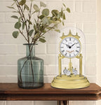 Bulova B8821 Heather Anniversary Clock | 9" Glass Dome Design | Rotating Crystal Pendulum | Westminster Chime | Engraving Plate