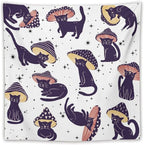 VUMIVI Funny Cat Mushroom Tapestry Retro 70s Hippie Style Cute Black Kitten Star Aesthetic Art Print Tapestry Wall Hanging for Living Room Bedroom Dorm Classroom Aesthetic Decor W60xL60in