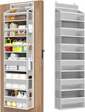 Over The Door Organizer, 6 Shelf Door Organizer Hanging with 6 Large Capacity Pockets, Over The Door Storage Hanging Shelves for Closet Wall Bathroom Closet Bedroom Nursery