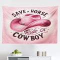 Ambesonne Funny Tapestry, Humorous Feminine Design with Hat and Save a Horse Ride a Cowboy Lettering, Fabric Wall Hanging Decor for Bedroom Living Room Dorm, 45" X 30", Pink and Seal Brown