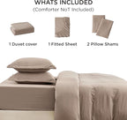 Bedsure Duvet Cover King Size with Fitted Sheet - 4 Pieces Prewashed Cotton-Like Extra Soft Bedding Set, Includes 1 Duvet Cover 104x90 Inches with Zipper Closure, 2 Pillow Shams, 1 Fitted Sheet, Khaki