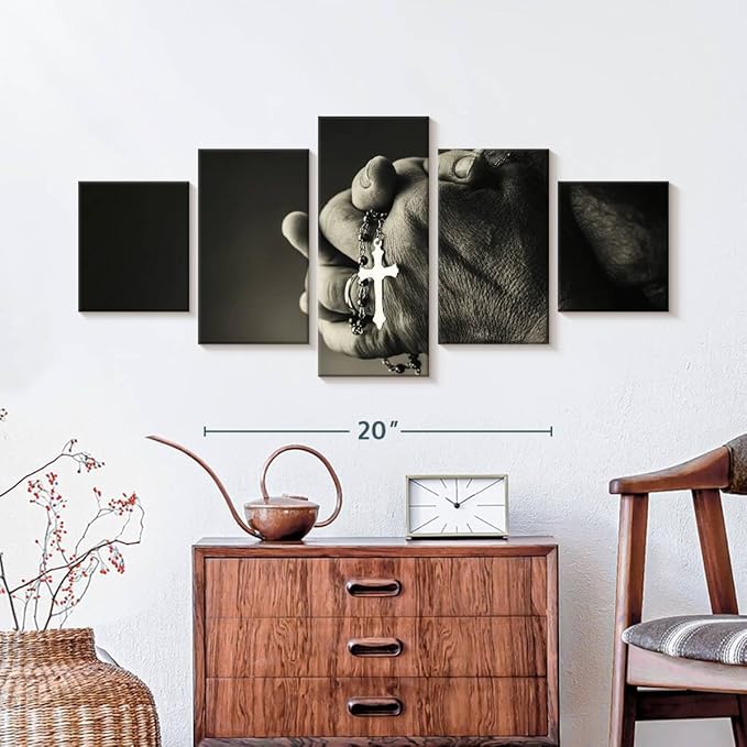 Elephant Stock Christian Prayer Canvas - 5 Panel Pictures Decor - Digital Design Canvas Print - Christian Wall Decor - 36" X 15"