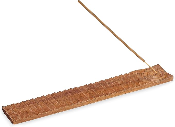 Folkulture Wood Incense Holder - Ash Catcher or Stick Incense Burner for Table Decor, Natural