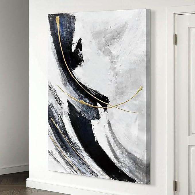 Abstract Canvas Wall Art Black and White Wall Decor Living Room Pictures for Bedroom Framed Large Artwork Office Decor for Wall