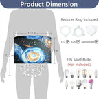 Space Planet Galaxy Lamp Shade with Acrylic Bead Droplets, Universe Drum Fabric Light Shade for Ceiling Pendant Table & Floor Lamp, Kid Boy Teen Room Decor, 11.8in