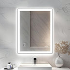 28x36'' LED Bathroom Mirror w/Light, Aluminum Frame, Dimmable Front & Backlit, Anti-Fog, Distortion Free, Light Memory, Tempered & Shatter-Proof Wall Mounted Vanity Silver Coating Mirror