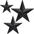 JoyEvy 6" 9”12"（3pieces Black Barn Star Wall Decor,Metal Stars Rustic Vintage Western Country Farmhouse Home Indoor or Outdoor Wall Decoration,Texas Stars for House Art Décor
