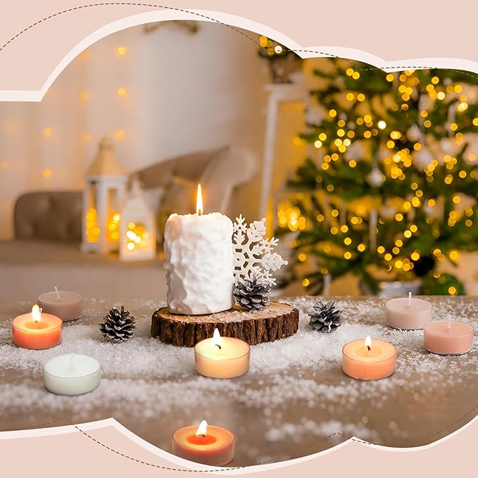 Honoson 12 Pack Brown Tea Lights Candles Brown Round Tea Light Natural Wax Scented 6 Scents Conversation Candle for Spring Easter Wedding Engagement Gifting Aromatherapy Anniversary Summer Home Decor