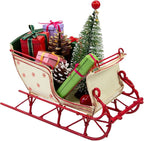 Berfutall-Red Santa Sleigh Christmas Decor for Table Top Holiday Home Decorations Decoration with Rustic Charm (G) (G Red/White 8")