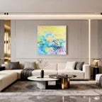 Charouse 2 Piece Framed Wall Decor Christmas GIft Color Fusion Modern Wall Art for Living Room Office Bedroom Yellow Flower Rain Panda Pictures Wall Decor 24*24 Inch Colorful Wall Aabstract Artcanvas wall art