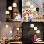 DLLT Modern Floor Lamp for Room: 3-Light Black Tree Dimmable Floor Lamps with White Shades for Living Room - Arc Standing Lamp for Bedroom - Tall Floor Lamp for Office Corner 3 LED Bulbs Included