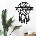 Personalized Dream Catcher Metal Wall Art - Custom Name Iron Sign for Home Decor, 8-30 Inch Black (Style A)