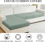 Sofa Covers Couch Covers for Sofa Pet Friendly Couch Cushion Covers Universal Sofa Covers Washable Stretch Slipcovers for Sectional Sofa (Texture Green, 2 Seats + Chaise Cover)