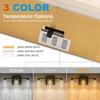 SineRise 3-Light Gold Vanity Light with 3 Color Modes (3000K/4000K/6000K), Eye Protection LED Bathroom Light Fixture, Dimmable Modern Wall Light Over Mirror with Clear Glass Shade