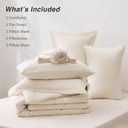 Love's cabin Twin XL Comforter Set Beige, 5 Pieces Twin XL Bed in a Bag, All Season Bedding Sets with 1 Comforter, 1 Flat Sheet, 1 Fitted Sheet, 1 Pillowcase and 1 Pillow Sham
