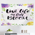 Ambesonne Lifestyle Tapestry, Live Life in Full of Blooms Words with Floral Violets Print, Fabric Wall Hanging Decor for Bedroom Living Room Dorm, 45" X 30", Purple Yellow