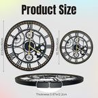 24 Inch Wall Clock, Gear Clock, Silent Non Ticking, Battery Operated Large Wall Clocks for Living Room Decor, Kitchen, Office (Vintage Industrial Steampunk)