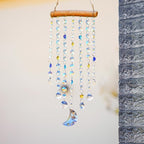 13.3inch Crystal Moon Star Prism Suncatcher Rainbow Maker Pendant Window Garden Hanging Decoration Ornament for Christmas Tree Crystal Wind Chimes