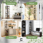 CAPHAUS 6-Tier Corner Shelf, 71.1-Inch Tall Corner Bookshelf with Metal Frame, Round Corner Shelf Unit for Bathroom, Living Room, Home, Office, Dark Grey