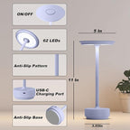 2 Pack Rechargeable Cordless Table Lamps, Portable 5000mAh Outdoor Table Light, 3 Color Stepless Dimming LED Table Lamp with Memory Function, for Home/Dinner/Patio/Restaurant.(Light Purple)