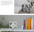 AonT Design Modern Desk Clock (Korean Lotus Motif) (Silent Quartz) Made in Korea – Decorative Minimalist Analog Shelf Clock for Table and Living Room Décor (White)