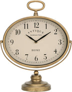 NIKKY HOME Antique Table Clock, Gold Retro Desk Clock with Silent-Non-Ticking Battery Operated Rustic Desk Clock for Living Room, Tabletop, Countertop