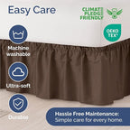 Wrap Around Dust Ruffle Bed Skirt - Brown - for King Size Beds with 12 Inch Drop - Easy Fit Elastic Strap - Adjustable Pleated Bedskirt w/Brushed Fabric - Wrinkle Free - for Women, Men, Kids & Teens