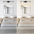 Black Vanity Light 4-Light Crystal Bathroom Light Fixtures,Modern Bahtroom Lights Over Mirror,Vanity Lights for Bathroom